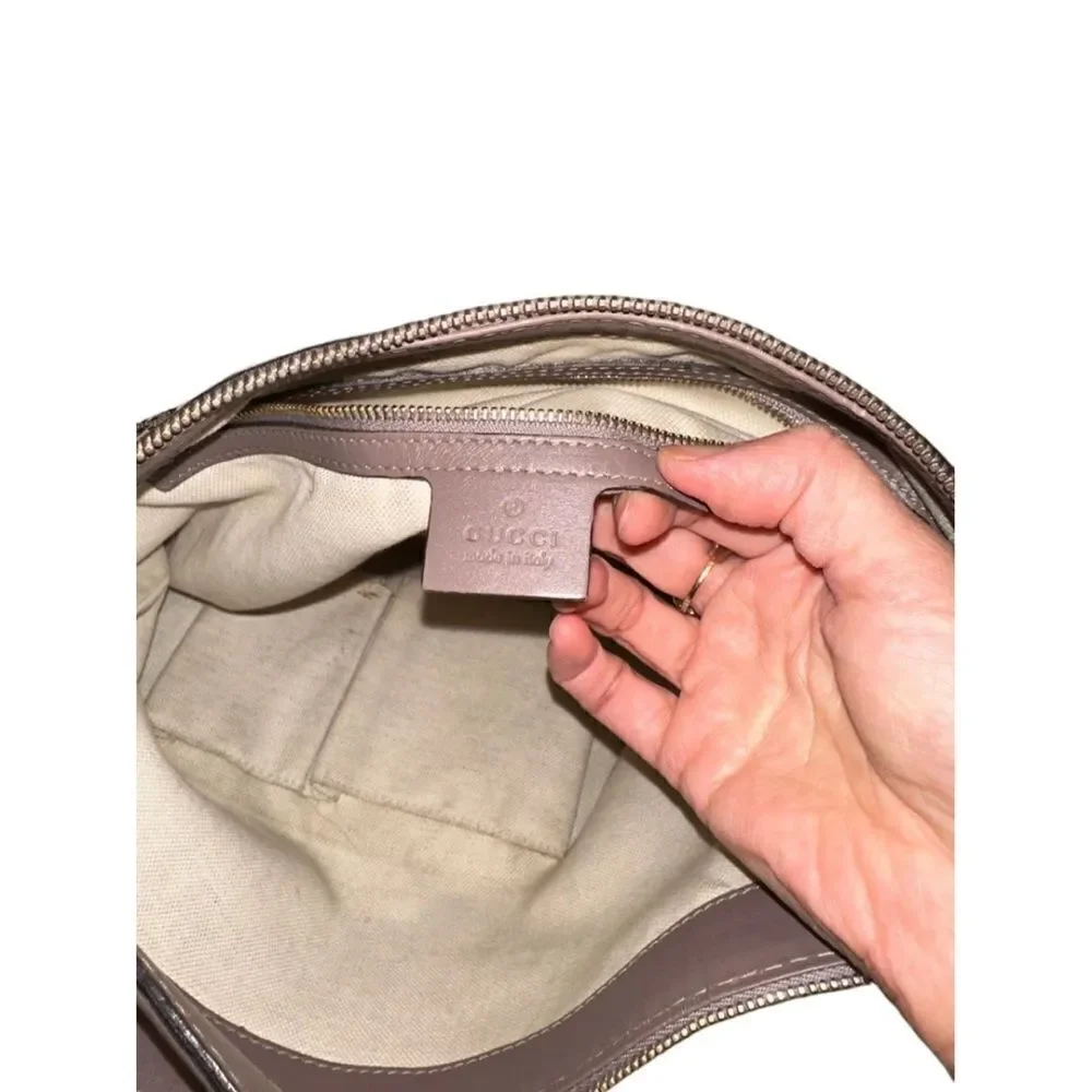 Gucci Mayfair lavender leather gg canvas hobo